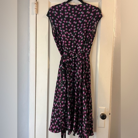 Diane von Furstenberg Goldie Dandelion Swirling Berry Black 2 Midi Dress - Picture 5 of 10